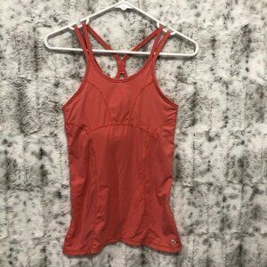 4-U Performance Bra Tank Top, Workout Sleeveless, Coral, XS Strappy Racerback